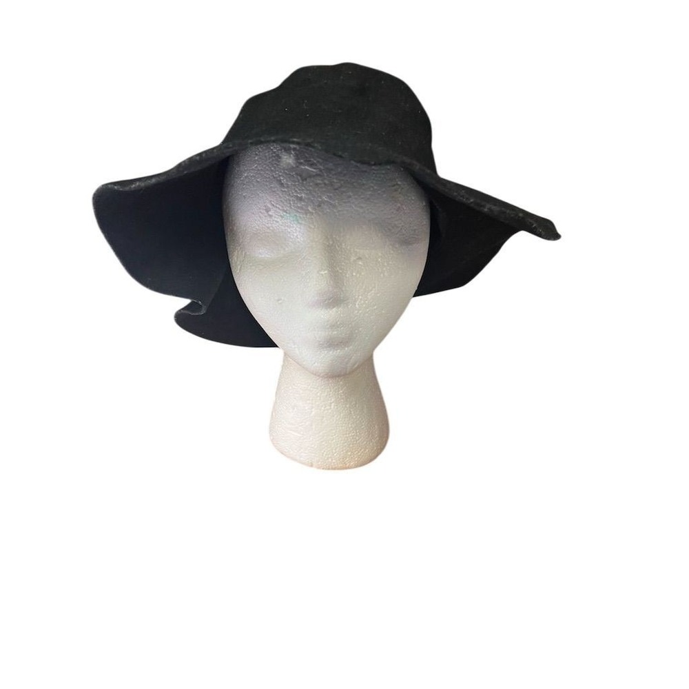 Vintage Black Wide Brim Floppy Hat Y2K Goth Unisex M